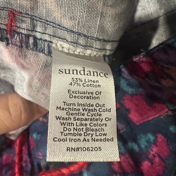 Sundance Kalini Navy Multi Floral Linen Blend Tasseled Boho Size PXL Petite - Picture 5 of 7